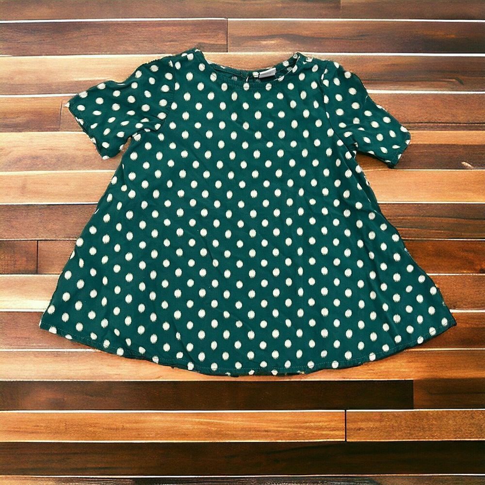 Baby Girls Old Navy Green‎ Polka Dot Swing Dress Forest Sz 12-18 Months